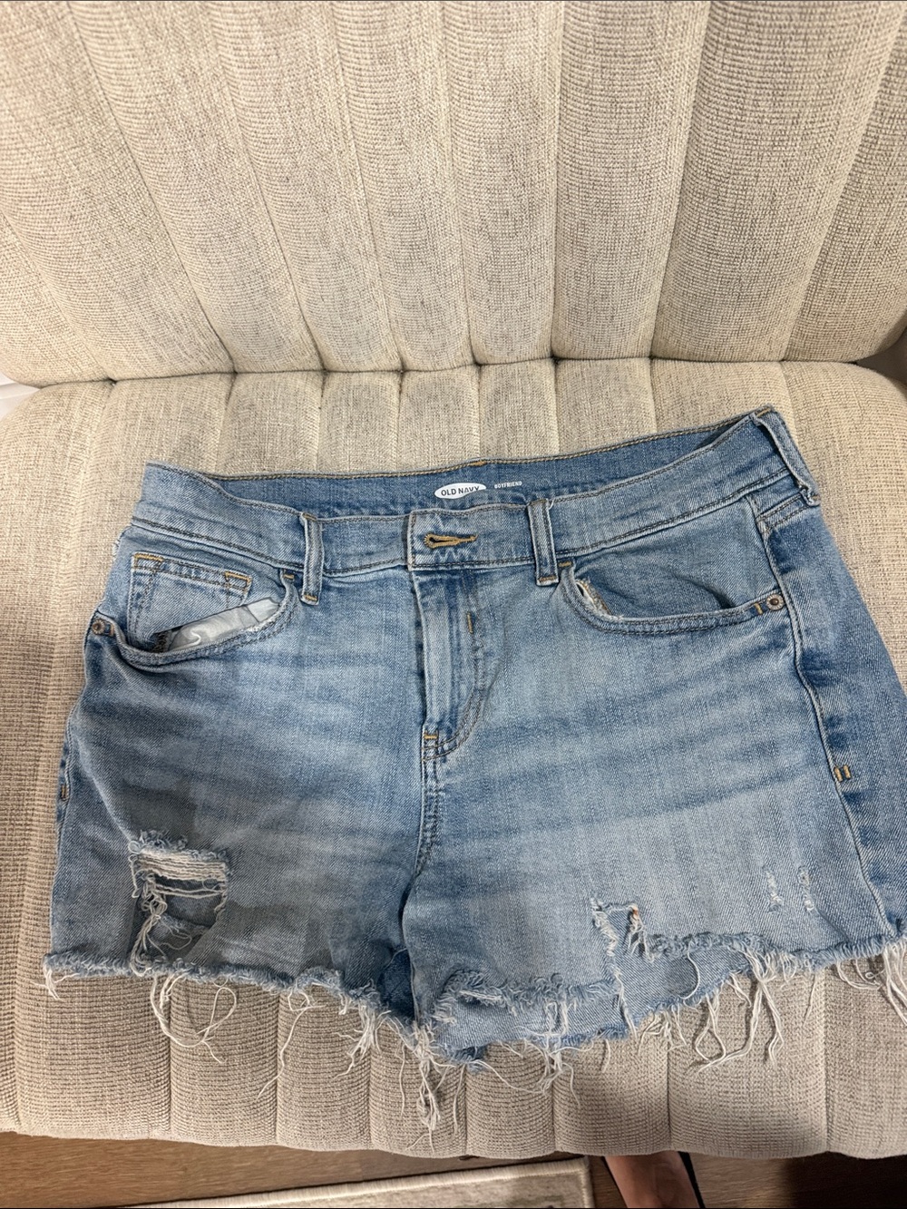 Old Navy Light Blue Frayed Hem Distressed Denim Shorts